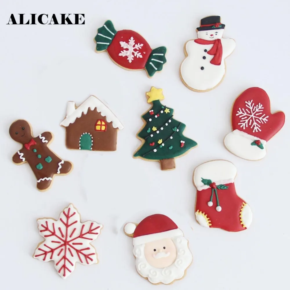 

16Pcs/Set Merry Christmas Cookie Cutters Christmas Tree Santa Claus Snowflake Deer Foremki Do Ciastek Cake Decorating Tools