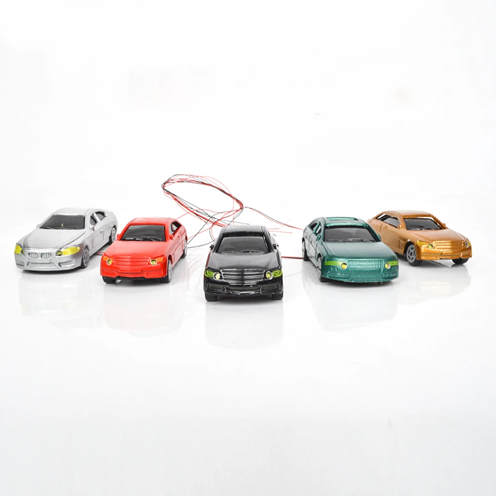 

20pcs scale model lighted car model architecture material model plastic car with 12V LED light