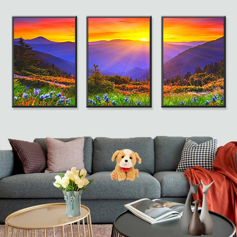 

Posters Wall Art Home Decor Modern 5 Panel Beautiful Sunrise Natural Landscape HD Print Painting Modular Pictures Canvas