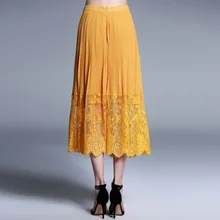 Летняя стильная модная плиссированная юбка Дамская элегантная юбка большого размера кружевная Лоскутная юбка размера плюс Одежда XXXXXL