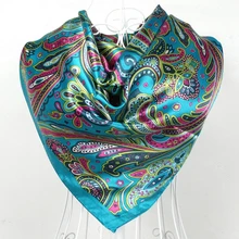 Новое поступление квадратный шелковый шарф с принтом, брендовый атласный шарф-шаль 90*90 см женские синие полиэфирные шарфы на весну, зиму, осень
