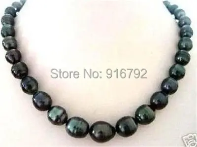

free P&P >>>>>8-9MM TAHITIAN RICE BLACK CULTURED PEARL NECKLACE 18