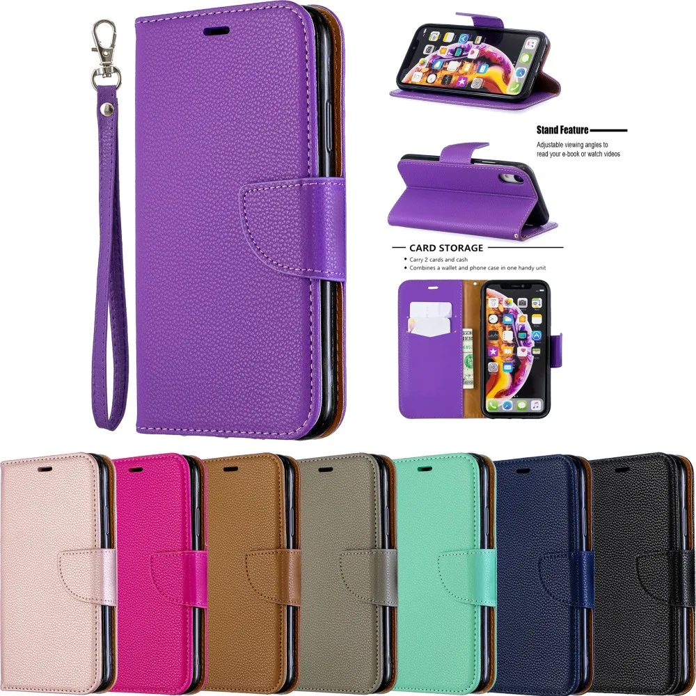 

Leather case on sFor Samsung Galaxy A7 2018 A750 S9 S10 A50 A30 A70 A6 S9+ case Wallet Litchi Grain cover Flip Luxury Etui cases
