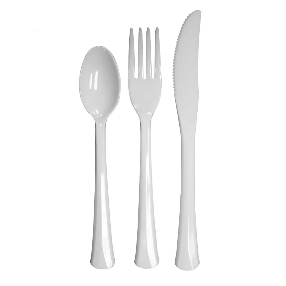 Free Shipping Party Wedding Disposable Tableware Extra Heavy White