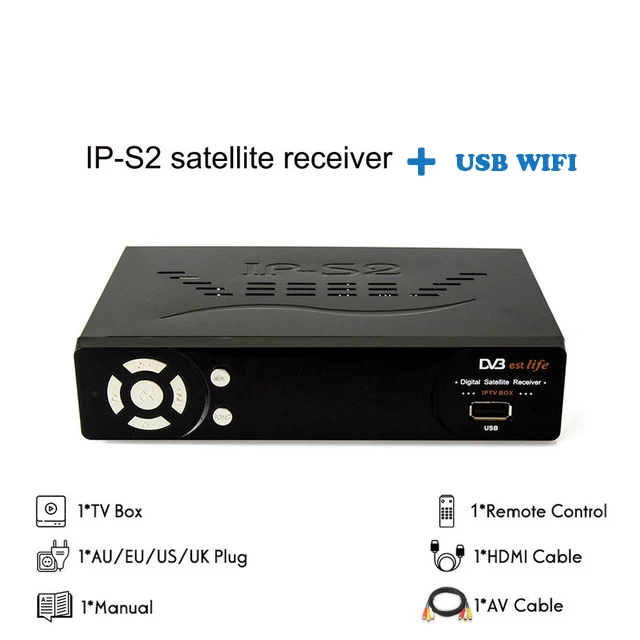 Satxtrem IPS2 Plus IP ТВ спутниковый ресивер DVB-S2 Full HD 1080p с USB WiFi Cam Receptor ТВ цифровой комбо декодер - Цвет: Only IPS2 n wifi