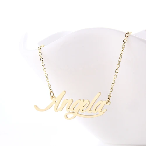 Gold Plated Angela Name Necklace 