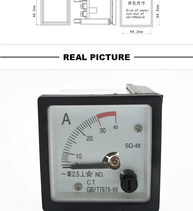AC0-30A диапазон Аналоговый амперметр SQ-48 Измерение тока Амперметр Панель метр ГБ/T7676-98