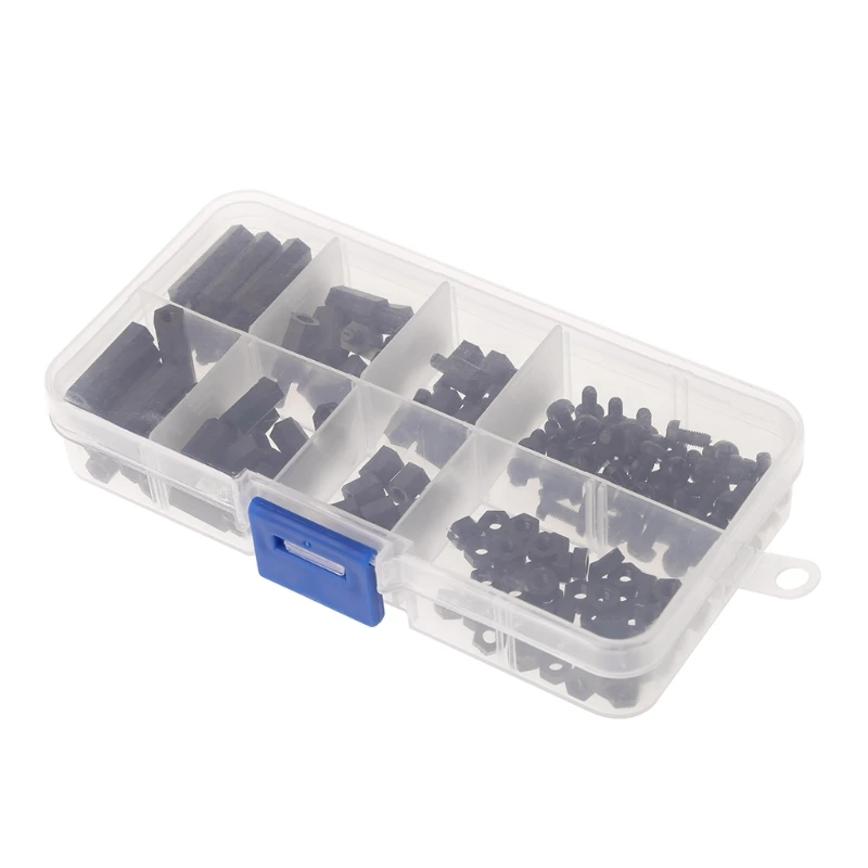 

160 Pcs M3 Nylon Black M-F Hex Spacers Screw Nut Assortment Kit Stand-off Set