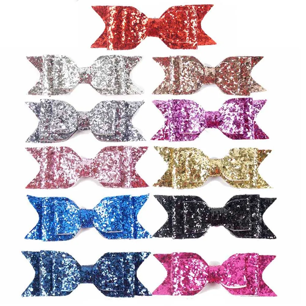 11 Pcs/lot 4.5 Inch Glitter Hair Clips For Girls Three Layers HairBows