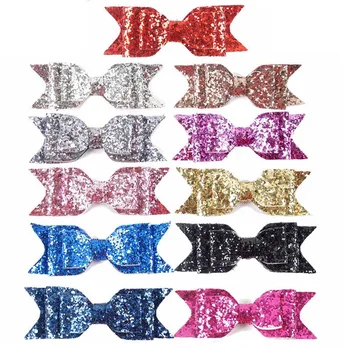 

11 Pcs/lot 4.5 Inch Glitter Hair Clips For Girls Three Layers HairBows With Clips Handmade Bling Swallowtail Hair Accessories