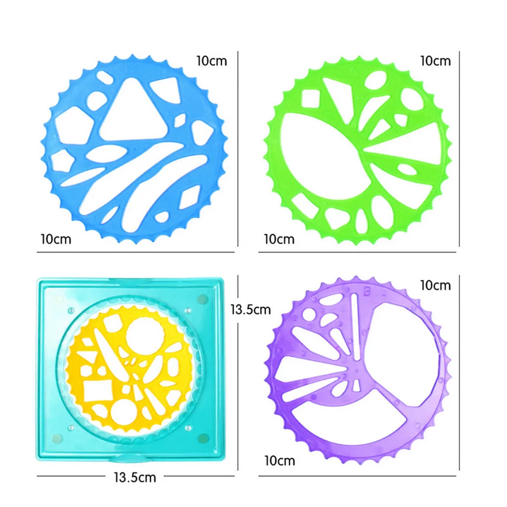 Рисунок Геометрическая кривая линейка трафарет спиральный художественный канцелярский Спирограф игрушка обучающая игрушка для детей# K14