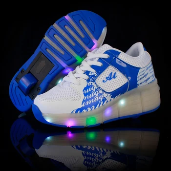 

Cheap Child Fashion Girls Boys LED Light Roller Skate Shoes For Children Kids Sneakers With Wheels One wheels