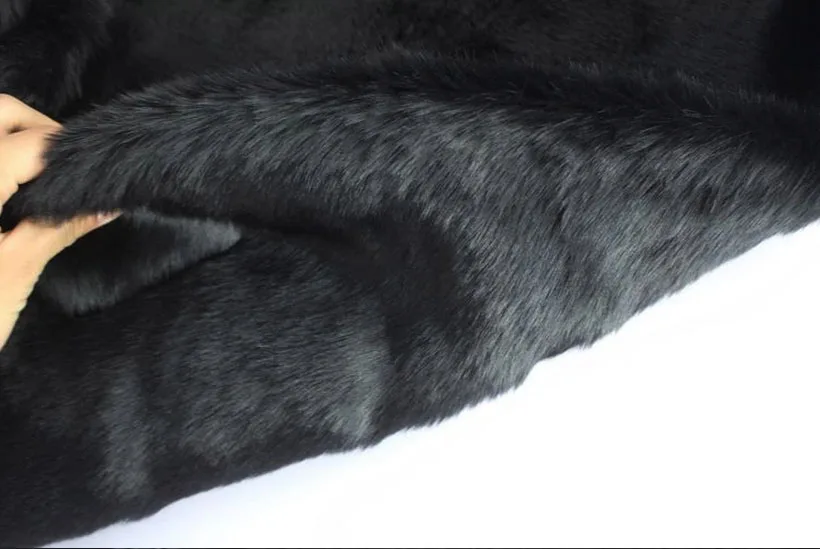 Quality black faux fur fabric,2cm pile 