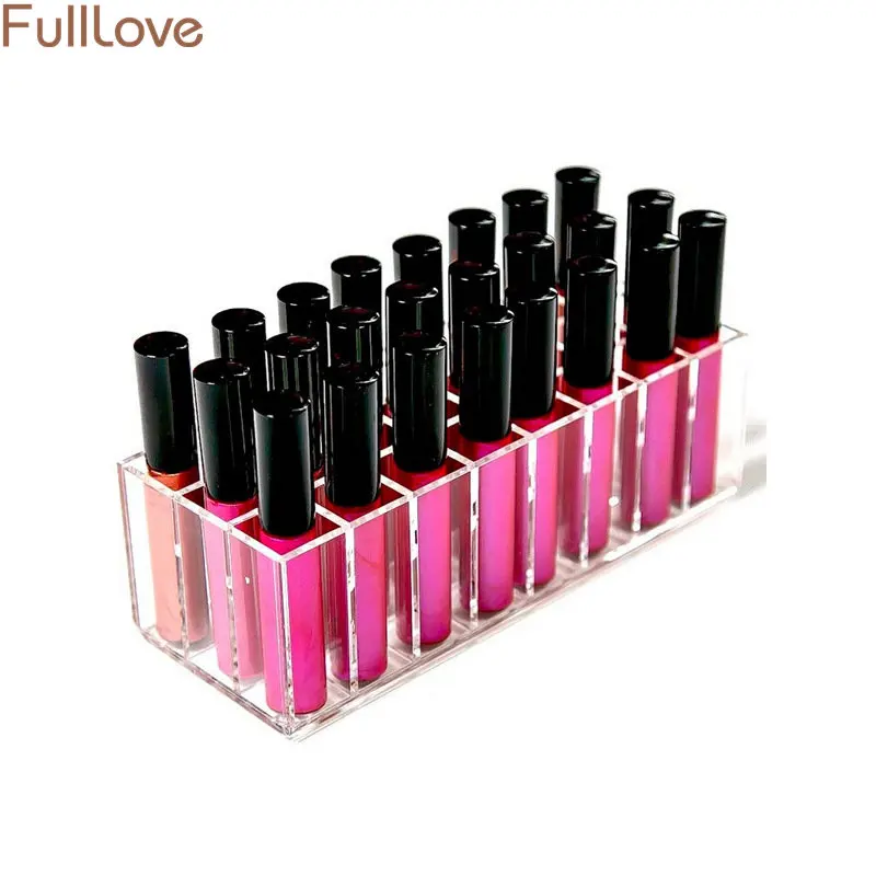 20*9*7.5cm Clear Acrylic Makeup Organizer 24 Grids Lip Gloss Case