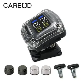 

Wireless Motorcycle TPMS Tire Pressure Monitoring System Waterproof Sunscreen 2 External Sensors Moto Tire Pressure Monitor