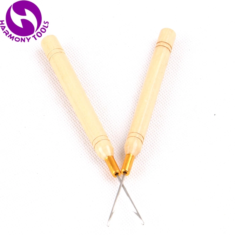 

HARMONY 1 piece Wooden Handle hook needle or loop threader for micro hair extensions tools