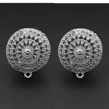 

Earrings Post Clip Back Filigree Circle Base Earrings Connector Linker DIY for Bohemian Tassel Drop Earrings Jewelry Accessories