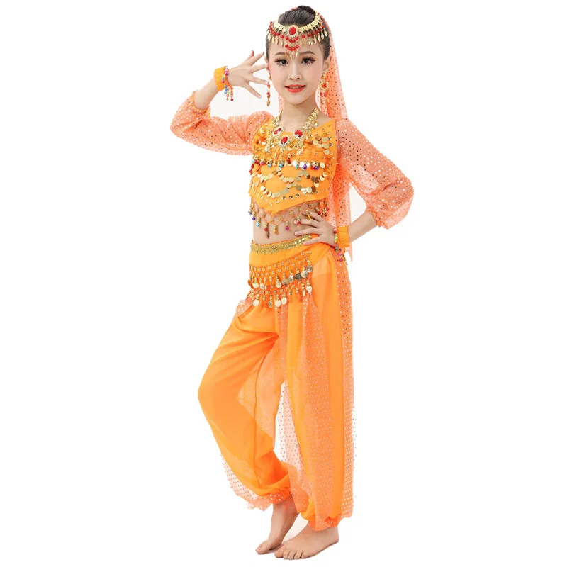 Girls Belly Dance Costumes Children Oriental Dance Clothing 2PCS/Set Kids Belly Dancing Bollywood Indian Performance Dancewear