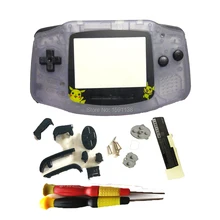 Прозрачный фиолетовый полный корпус для GameboyAdvance GBA чехол с Токопроводящая Резина черные кнопки мультфильм экран объектив