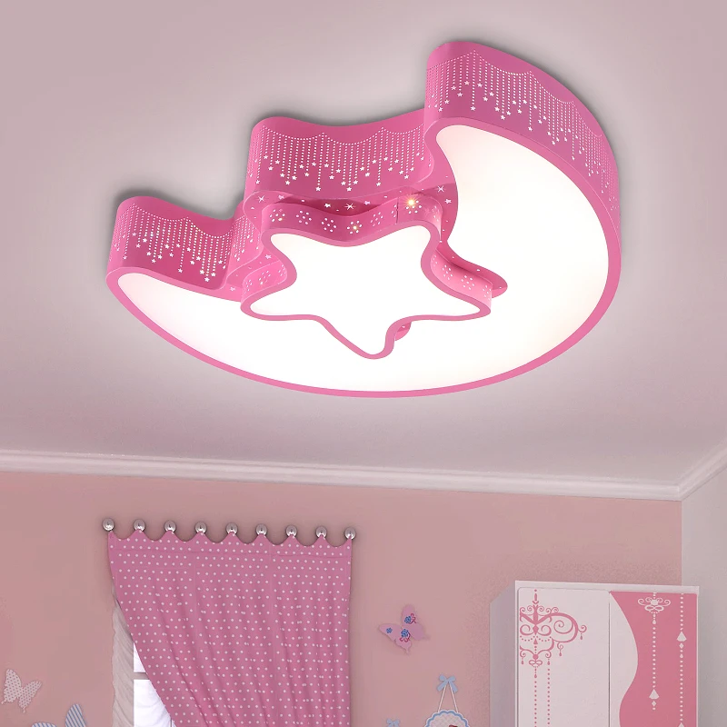 

Modern brief kid's bedroom star/moon hollow iron LED ceiling lamp home deco dining room colorful acrylic ceiling light fixture