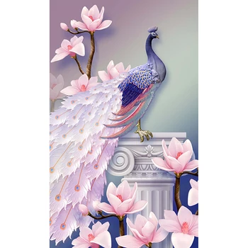 

Full Square/round Diamond 5D DIY Diamond Painting Pink Peacock Embroidery Cross Stitch Rhinestone Mosaic Home Decor