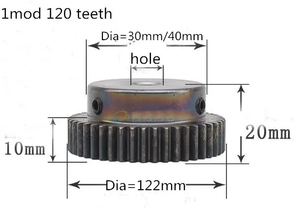 

Spur gear finishing gear 1 mod 120teeth 1M120T Bore 8/10/12/15/17/20mm motor accessory drive robot race transmission RC car