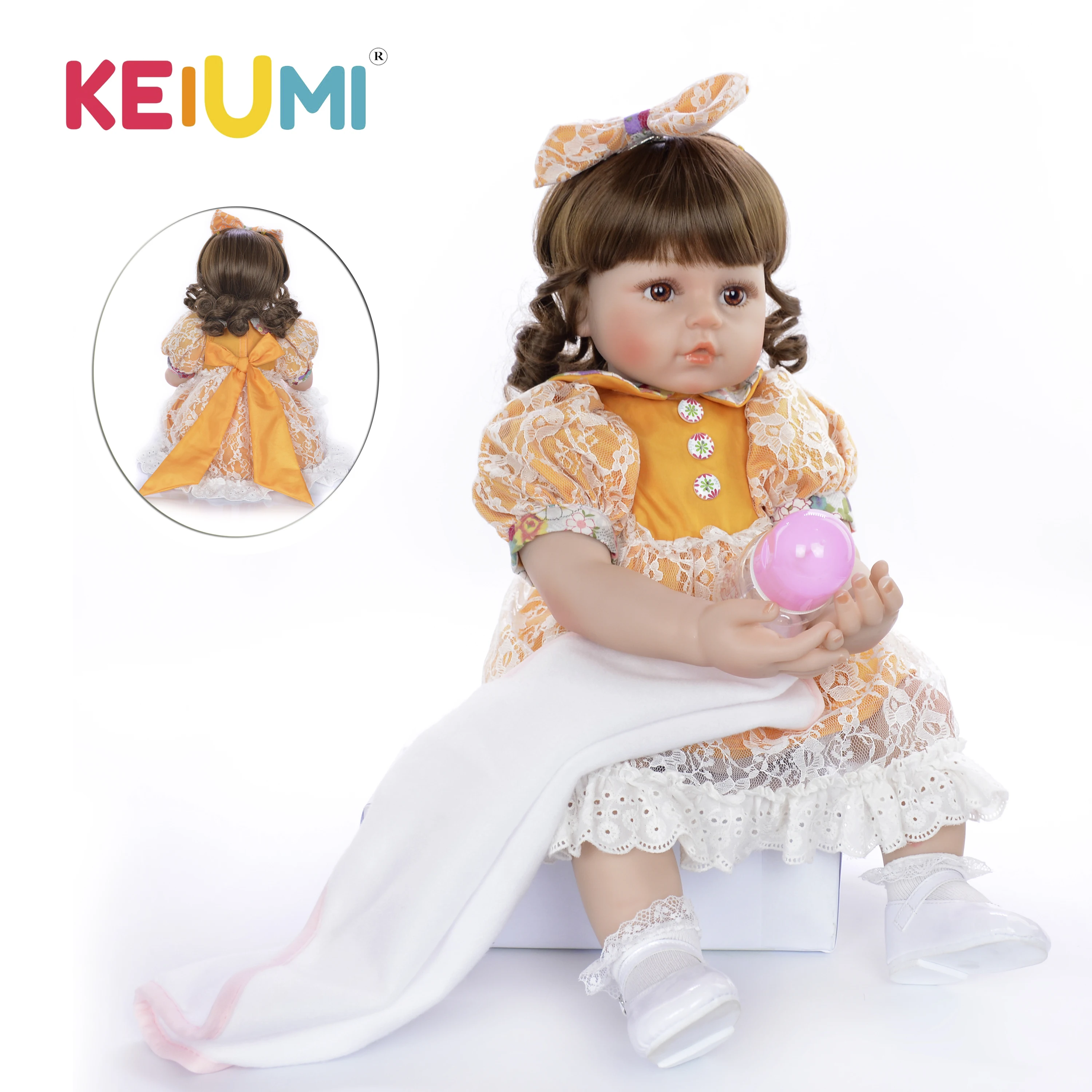 

KEIUMI 2019 New Reborn Menina 24" Soft Silicone Reborn Baby Dolls Realistic Princess DIY Boneca 60 cm Toys For Children Gifts