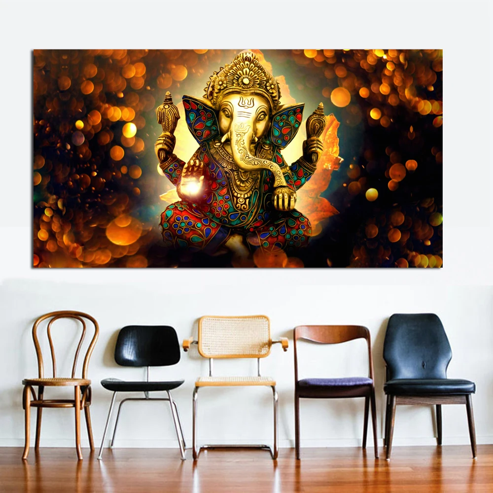 Large Paintings Canvas Prints Shiva India Lord Elephant Religion Buddha Painting Wall Art Picture for Living Room Home Decor