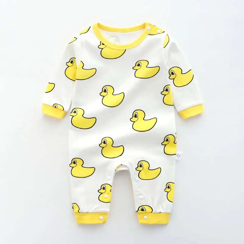 Детский хлопковый комбинезон с длинными рукавами для мальчиков и девочек, одежда для новорожденных, весенне-осенние пижамы для 1 года, весенний комбинезон