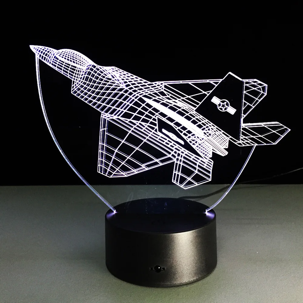 Chengdu J 20 Fighter 3D Night Light Novelty LED Plane Shape Table Lamp 3D Light Touch
