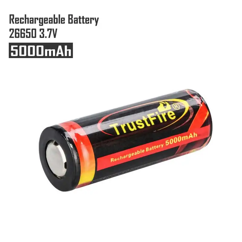 2 шт TrustFire настоящая 26650 защищенная 5000mAh 3,7 V литий-ионная аккумуляторная батарея+ проводное Универсальное зарядное устройство