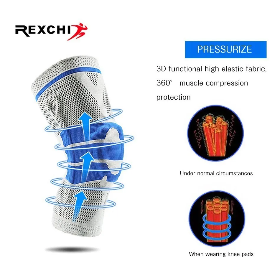 REXCHI مرونة كرة السلة منصات الركبة دعم السيليكون مبطن الرضفة هدفين نيباد واقية ل الكرة الطائرة الرياضة السلامة