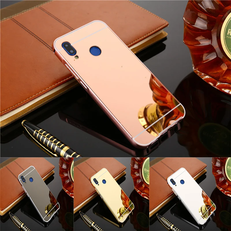 Модные Роскошные зеркальные Чехлы цвета розового золота для Huawei P20 Lite