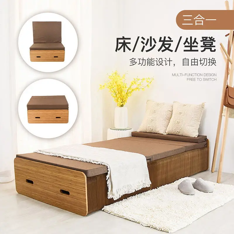  2019 New Product Creative Design Folding Bed Paper Bed Paper Chair Folding Kraft Paper Bed  Stretch