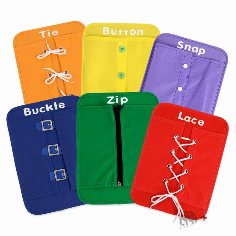 

6pc Kid Early Development Education Kit Button Snap Buckle Zip Lace For Kindergarten School Children Learn To Dress Tie Shose