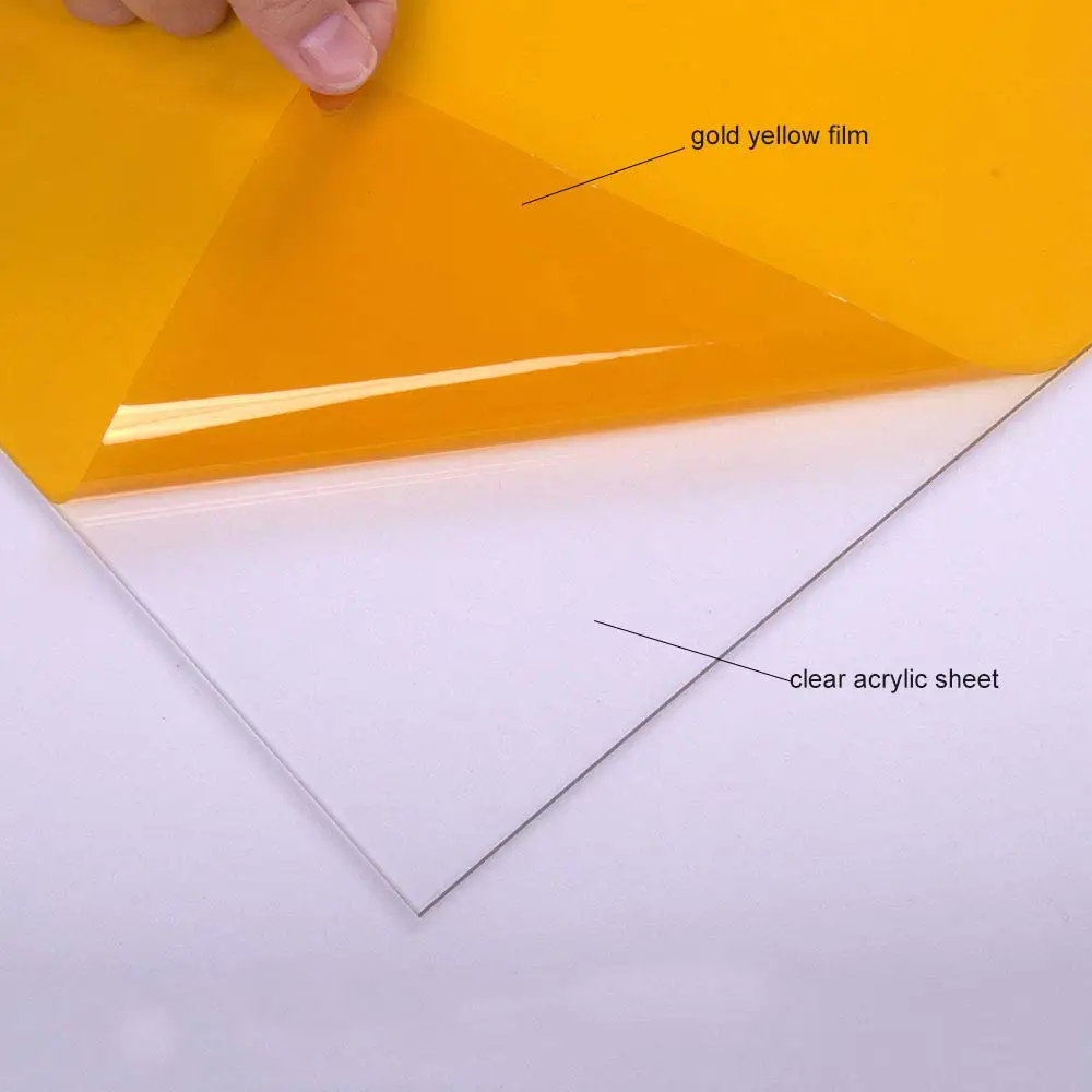 1" x 12" прозрачный акриловый лист с прозрачной Золотой желтой декоративной пленкой толщиной 1/8 дюйма плексигласовая пленка