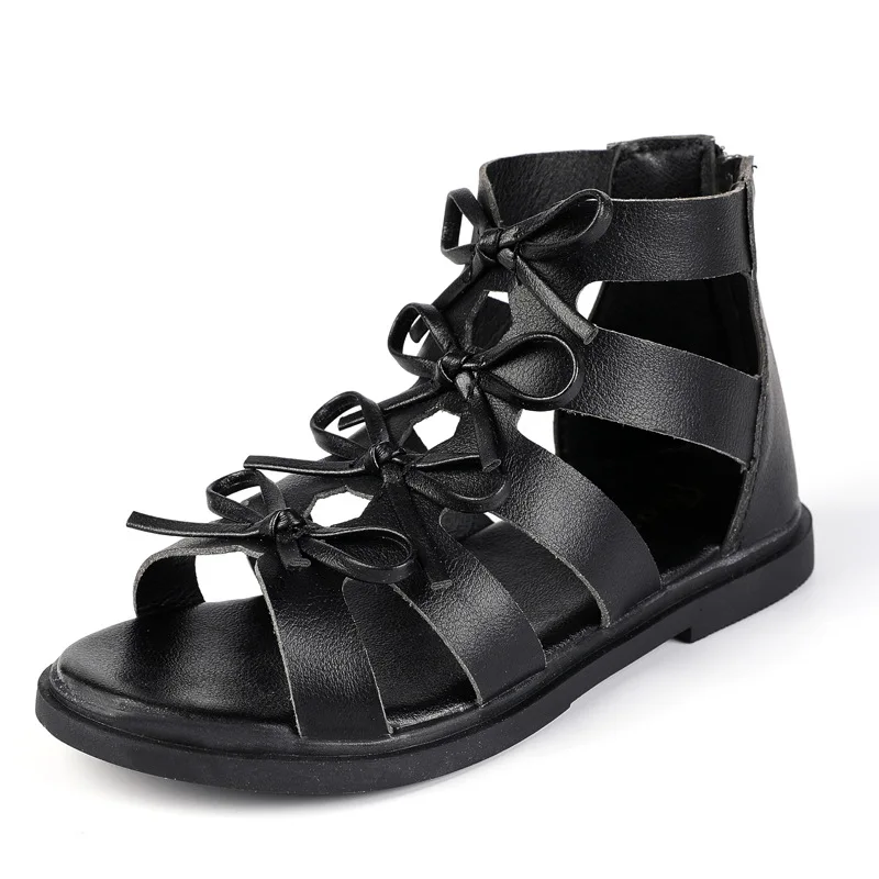 Pink black White Princess Girls Sandals Casual Kids Sandal Children Girls Shoes For Student Fashion roman shoes 3-15Years