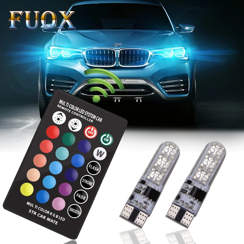 Автомобильные аксессуары T10 W5W ABS светодиодные фары RGB с дистанционным