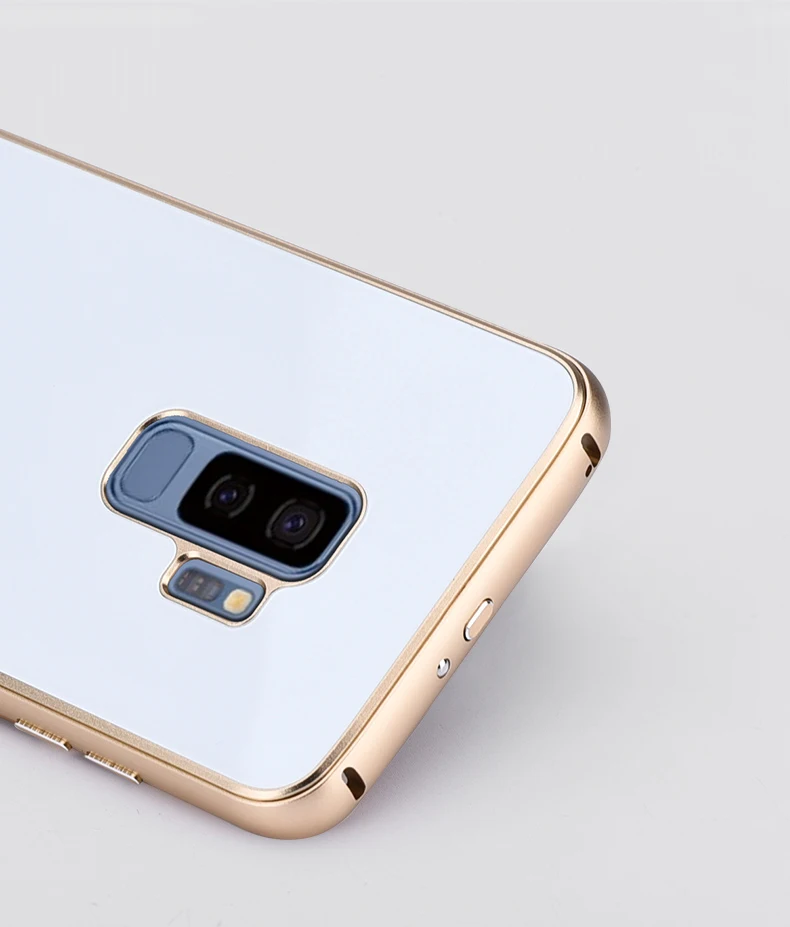 iMatch Aviation Aluminum Alloy Metal Bumper Tempered Glass Back Cover Case for Samsung Galaxy S9 & Samsung Galaxy S9 Plus