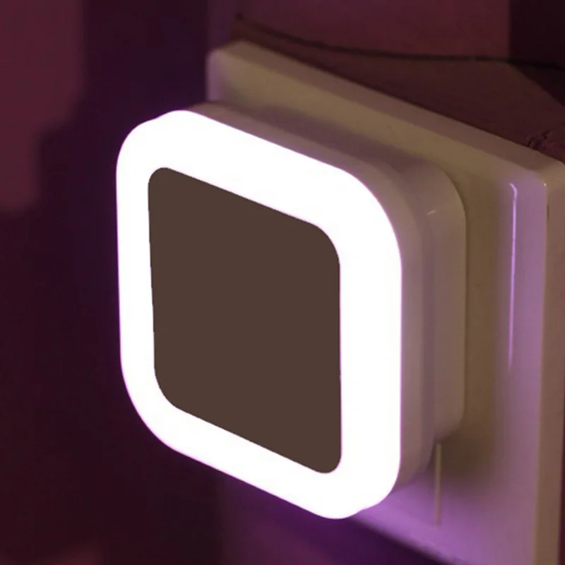 Novelty Square Light Sensor Control LED Night Light Mini EU US Plug