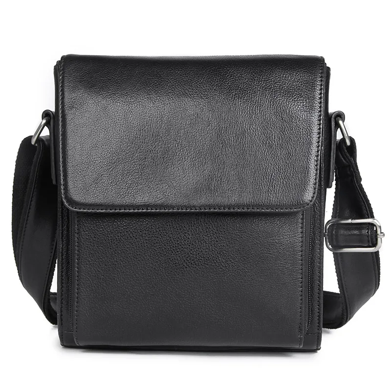 

Genuine Leather Sling Bag Simple Design Flap Cover Shoulder Bag Messenger Bag Crossbody Bag 7055-