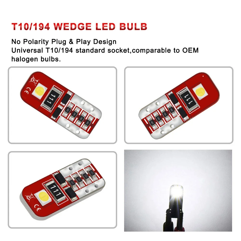 10x T10 светодиодный W5W Автомобильная светодиодная лампа внутреннего освещения Canbus для Toyota C-HR Corolla Rav4 Yaris Avensis Camry CHR Auris Hilux Prius Celica Ipsum