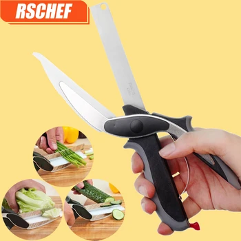 

RSCHEF 1 pcs NEW 2 in 1 utility cutter knife&board stainless steel cutter Meat Potato cheese vegetable clever cutter