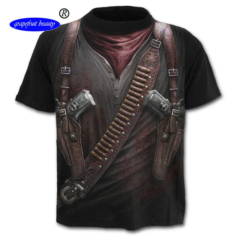 

2019 new large size men's wear t-shirt European men's round collar 3D printing short-sleeved T-shirt stranger things