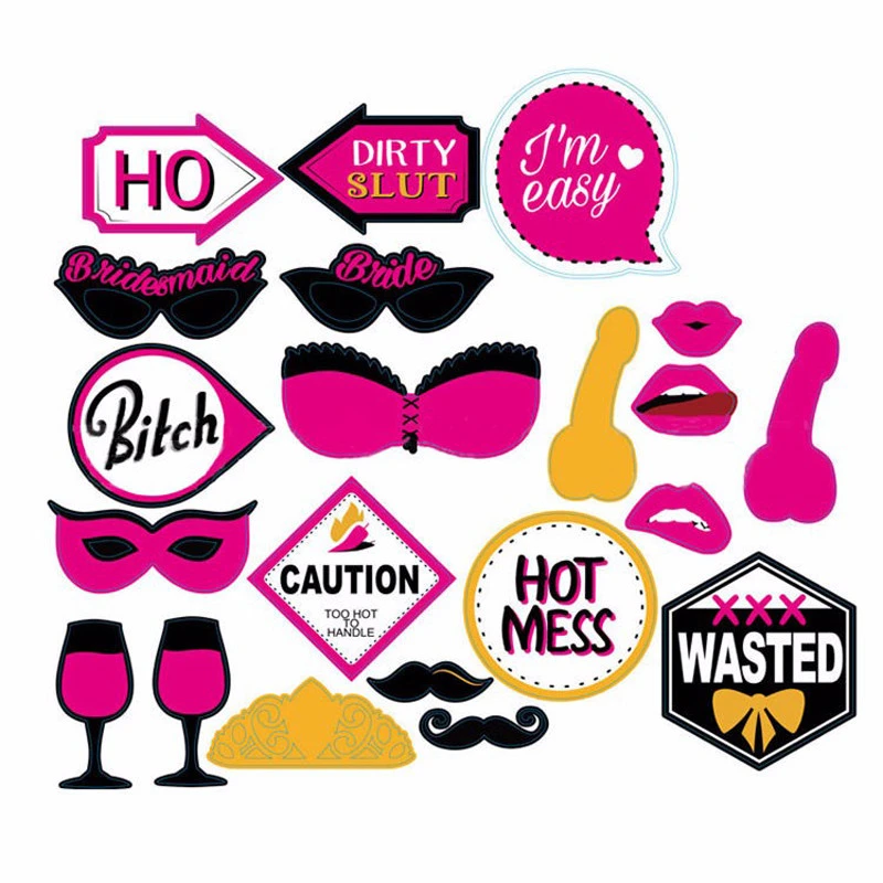 Bachelorette Party Photo Booth props mask stick Hen Funny naughty night out 