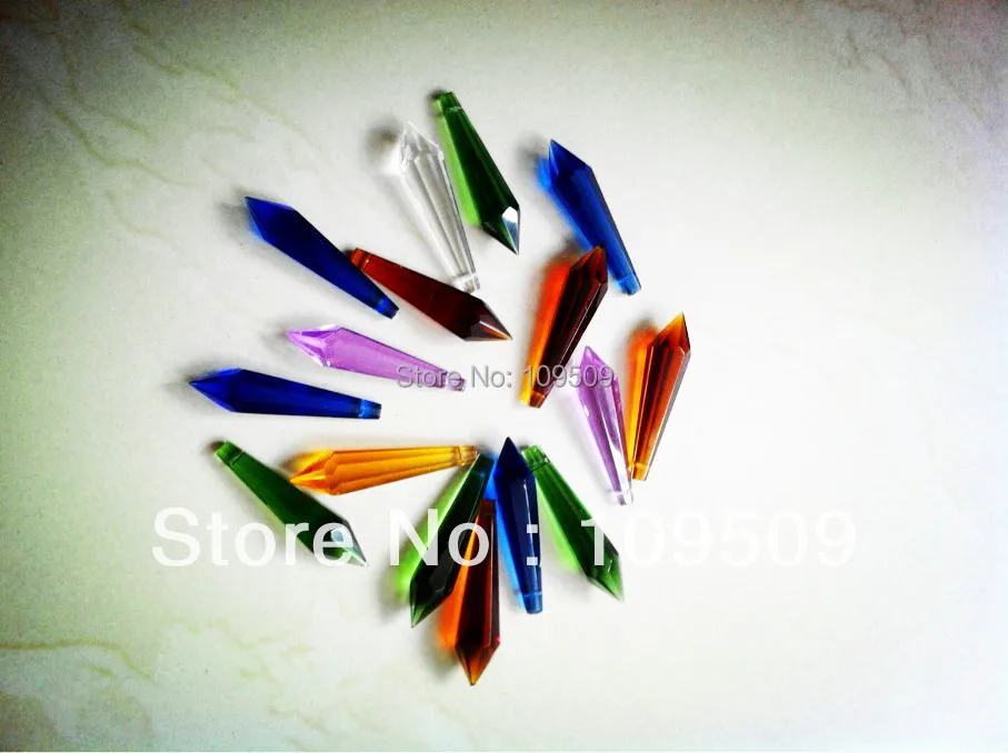 

Free Shipping,240pcs/lot 60mm Mixed Colors Crystal Plug Drop Prism