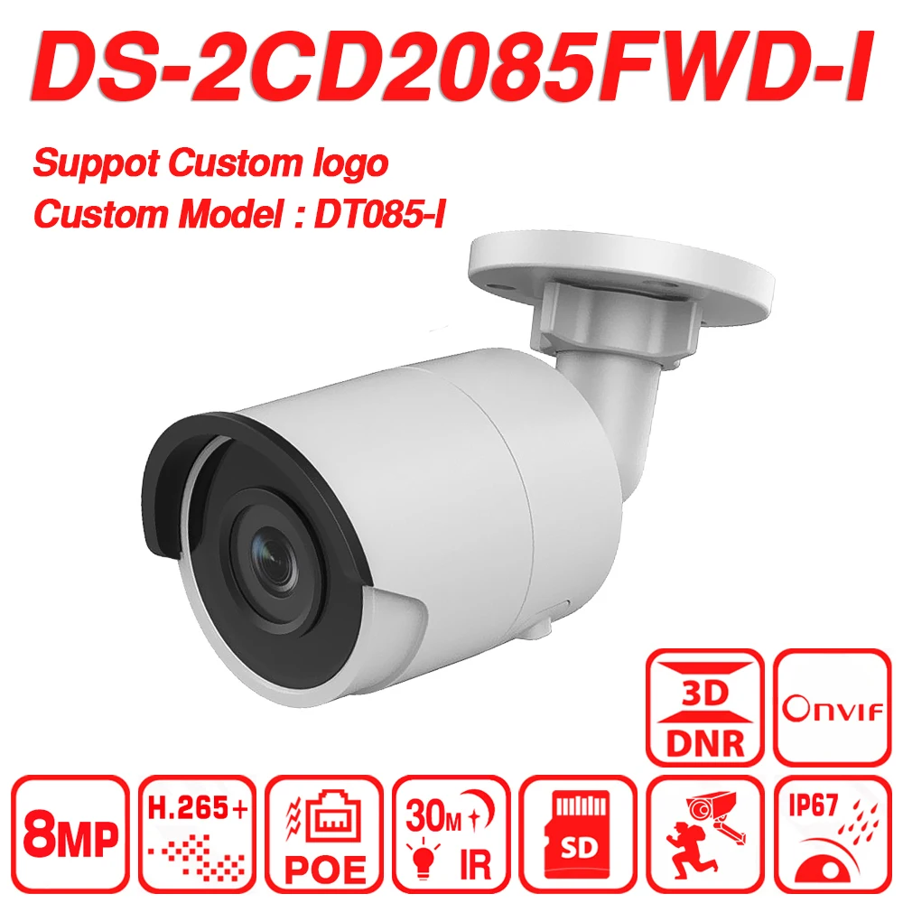 DS 2CD2085FWD I = DT085 ip камера 8MP пуля сетевая видеонаблюдения обновляемая POE WDR sd карта