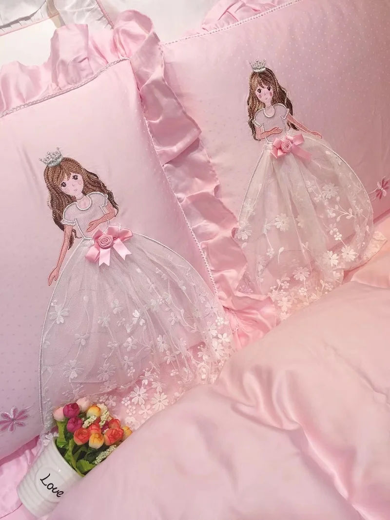 Фиолетовый розовый Балетные костюмы для девочек Принцесса Вышивка Египетский хлопок постельное белье набор пододеяльников пуховых одеял