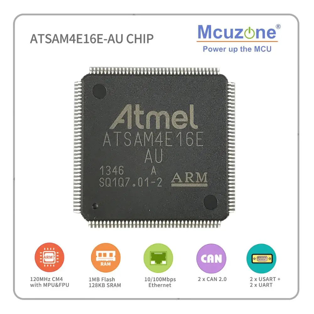 

ATSAM4E16E-AU CHIP ATSAM4,120MHz Cortex-M4,Ethernet,USB,UART,CAN,485,TF,NAND,RTC, TFT LCD SAM4E16E SAM4E