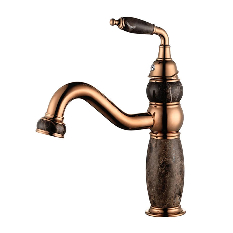 

Azos Under Counter Basin Faucet Soft Basin Brass Jade Rose Gold Cold and Hot Switch Bathroom vegetable Sink Shower Room Round M